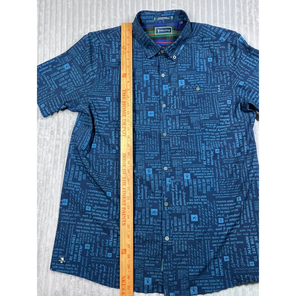 William Murray Golf Button Up Shirt Mens Large Navy Blue Typography Print - Picture 11 of 16